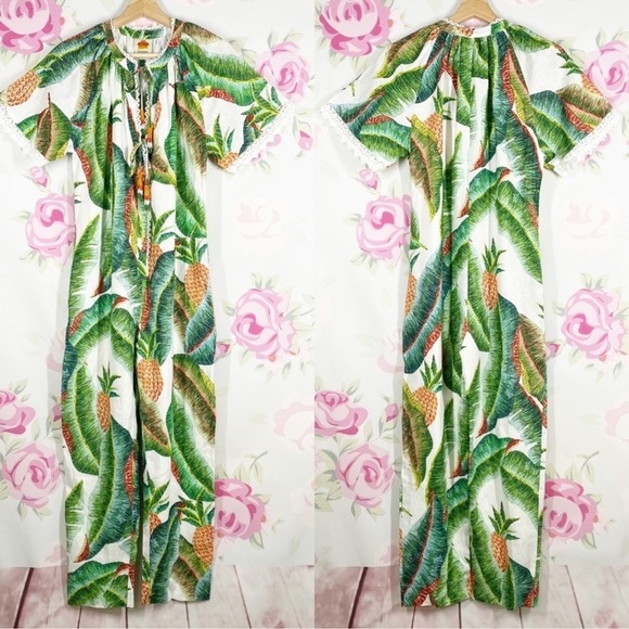 FARM Rio Pants - NEW FARM Rio Forest Palm Tropical Linen Jumpsuit XS